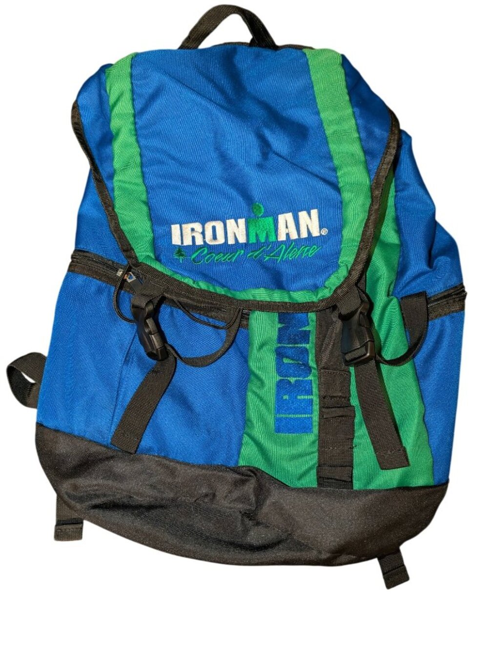 Ironman Coeur DAlene Blue & Green Transition Backpack With Adjustable Straps Pad